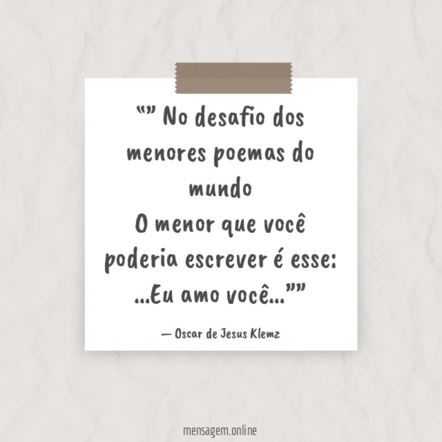 ” No desafio dos menores poemas do mundo