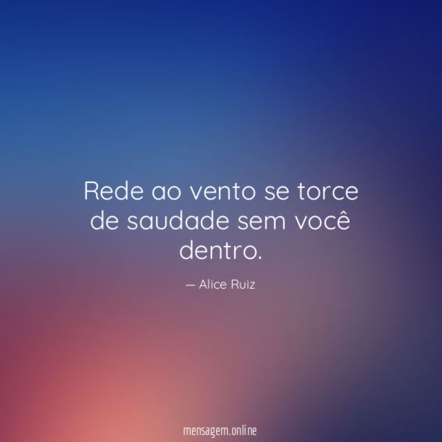 Rede ao vento se torce de saudade sem você dentro