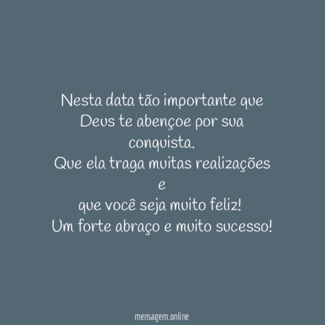 PARABENS POR SUA FORMATURA!!