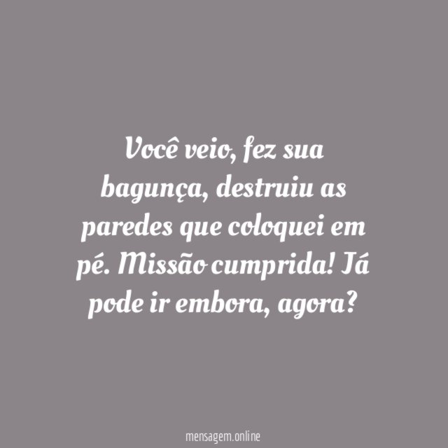 Já pode ir