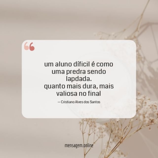 um aluno díficil é como uma predra sendo lapdada