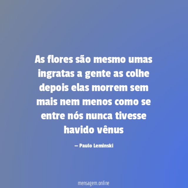 As flores são mesmo umas ingratas a gente as colhe depois elas