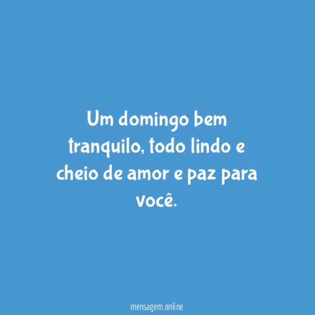 Um domingo bem tranquilo