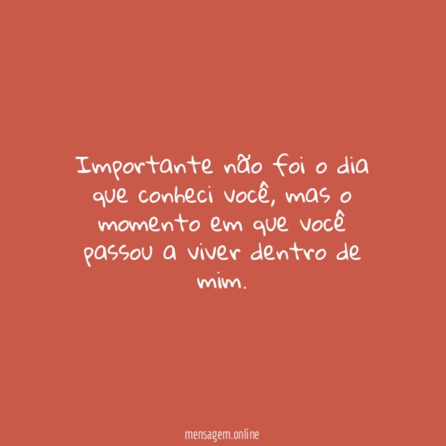 Importante não foi o dia que conheci você