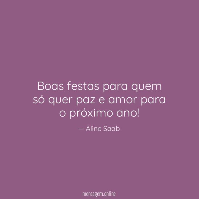 Boas festas para quem só quer paz