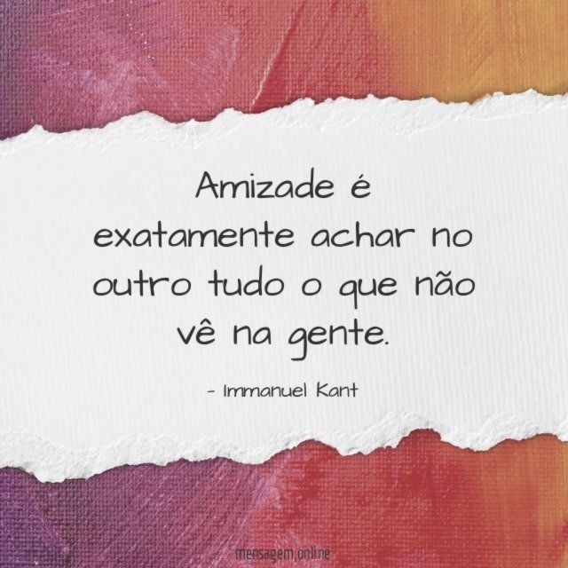 Amizade é exatamente achar no outro tudo