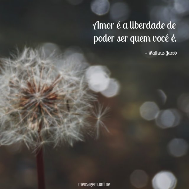 Amor é a liberdade de poder ser quem você é
