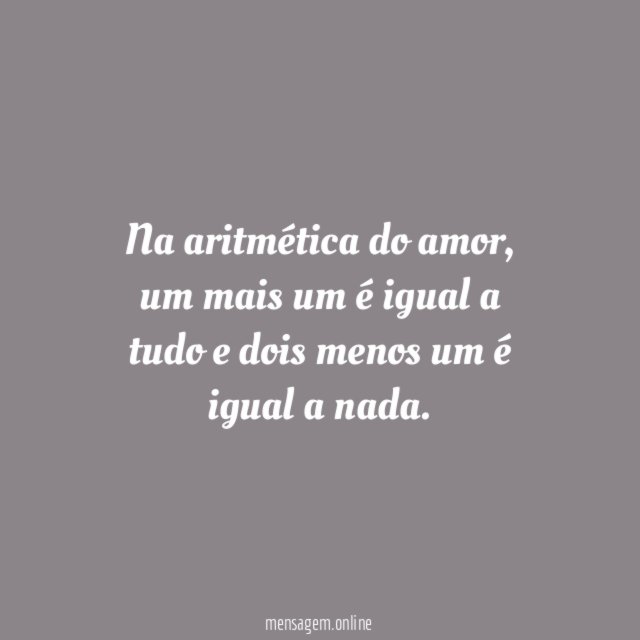 Na aritmética do amor