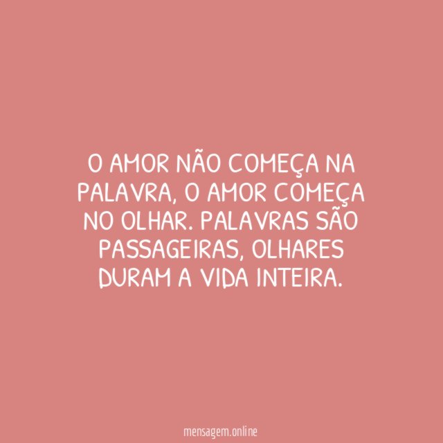O amor não começa na palavra