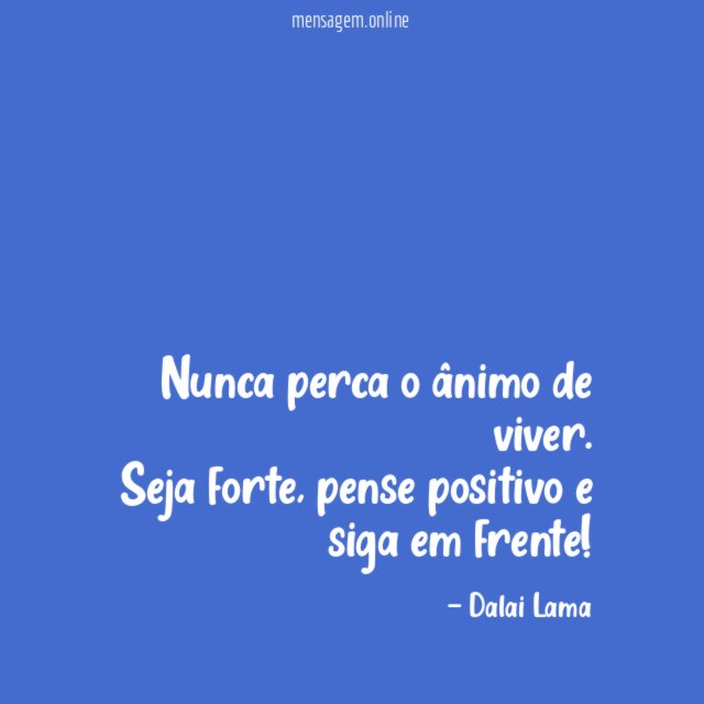 Nunca perca o ânimo de viver