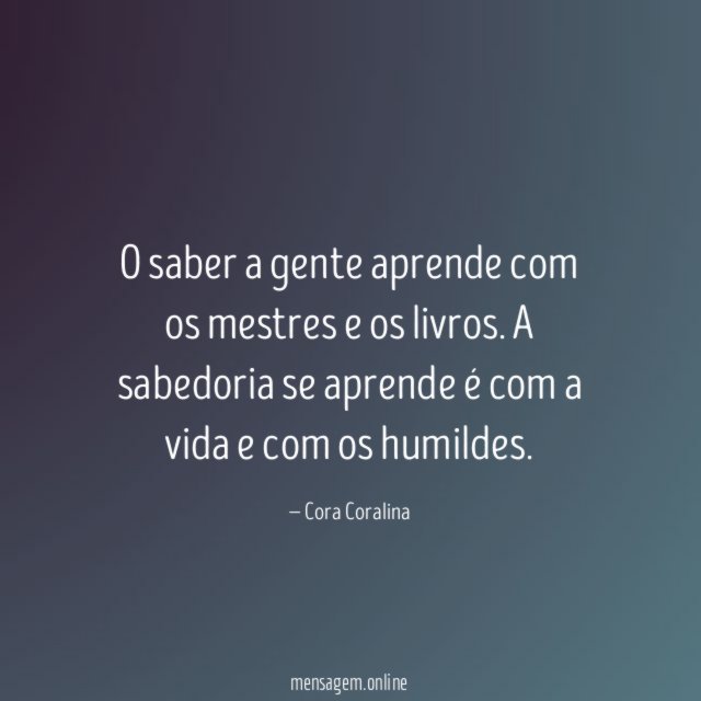 O saber a gente aprende com os mestres e os livros
