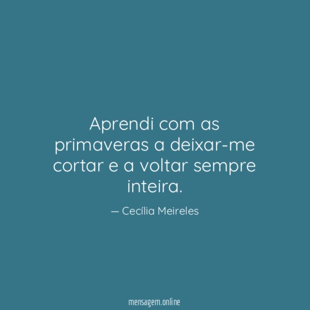 Aprendi com as primaveras a deixar-me cortar e a voltar sempre inteira