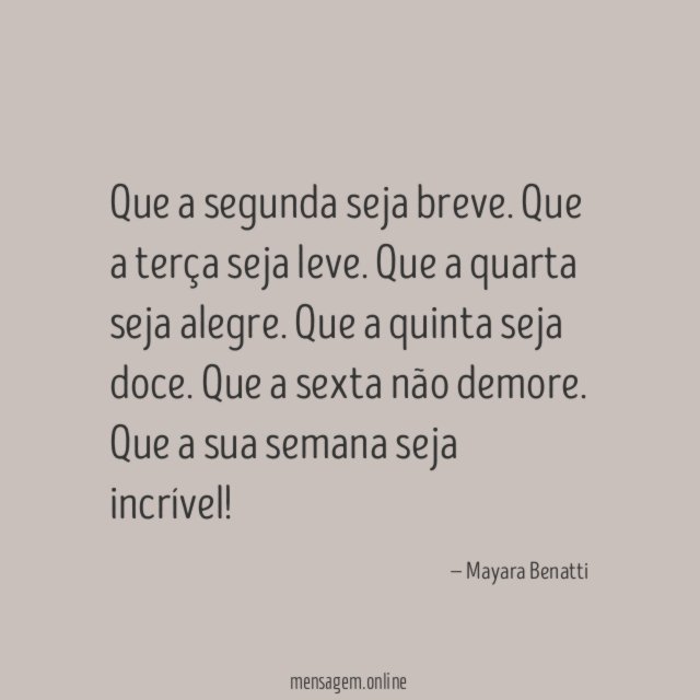 Que a segunda seja breve