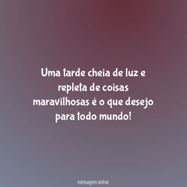 Uma tarde cheia de luz e repleta de