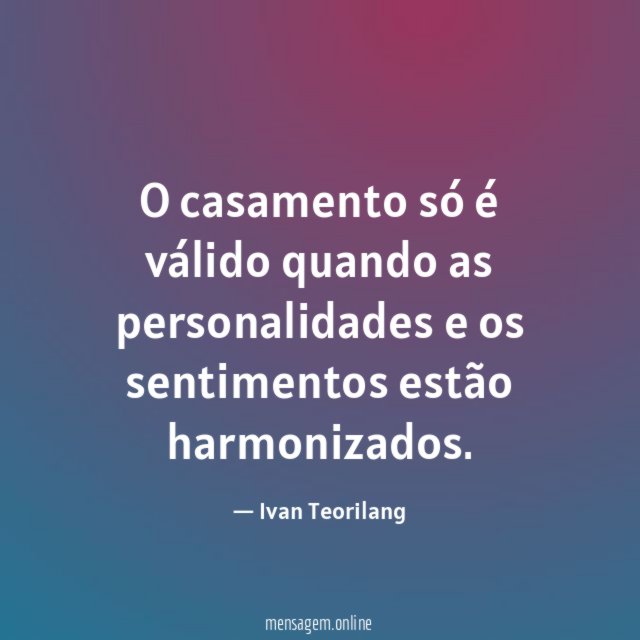 O casamento só é válido quando as personalidades