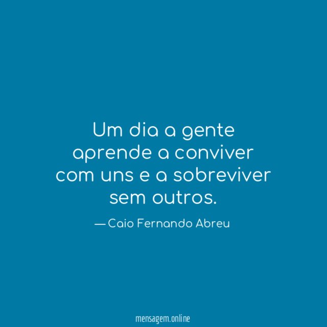 Um dia a gente aprende a conviver com