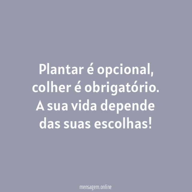 Plantar é opcional