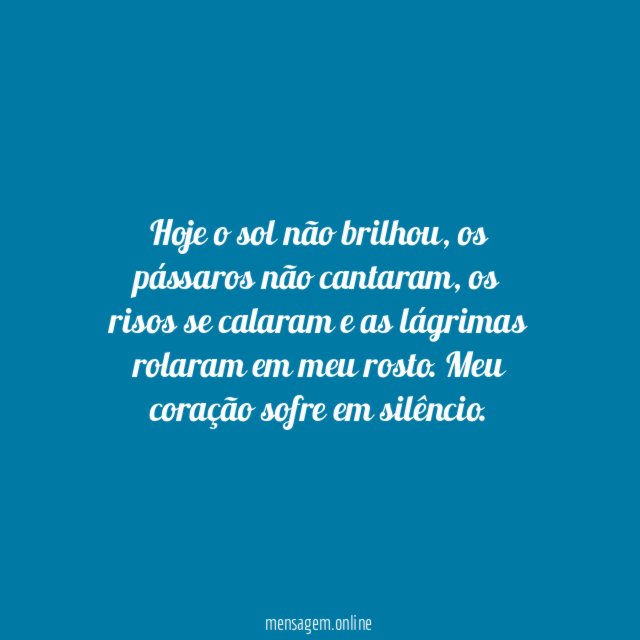 Hoje o sol não brilhou