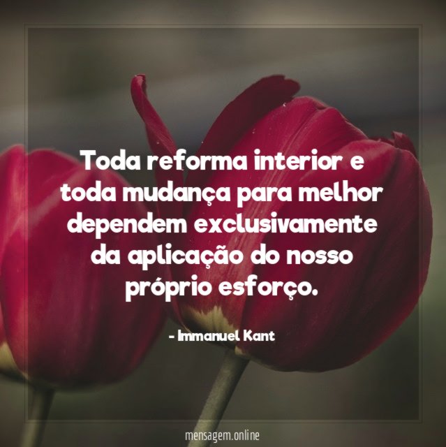 Toda reforma interior e toda mudança para melhor