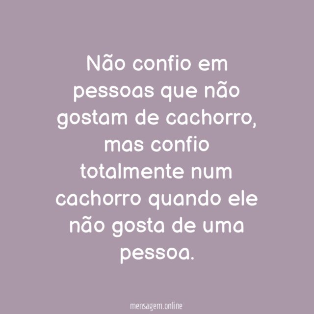 Não confio em pessoas que não gostam de cachorro