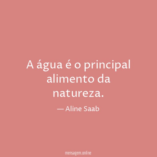 A água é o principal alimento da natureza