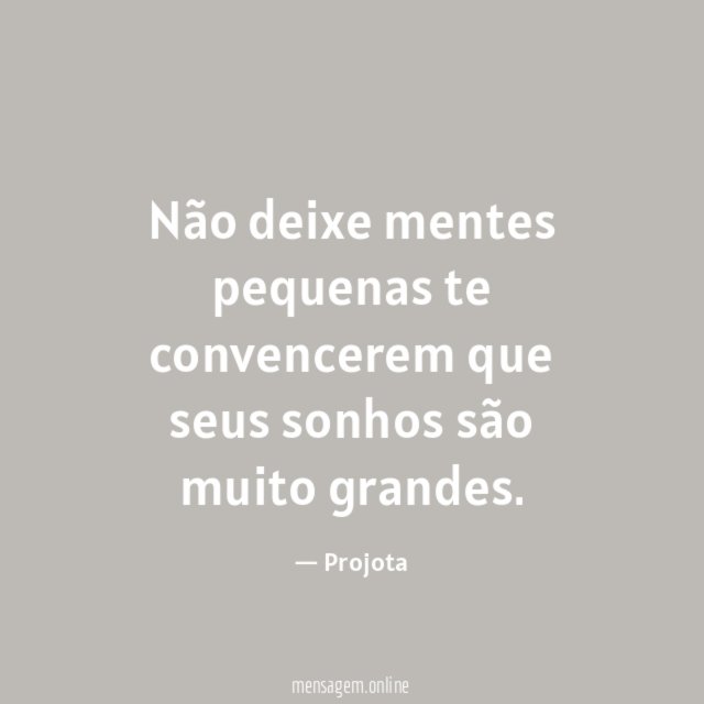 Não deixe mentes pequenas te convencerem que seus