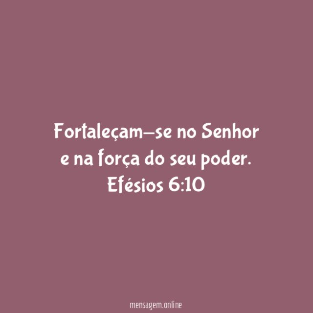 Fortaleçam-se no Senhor e na força do seu poder