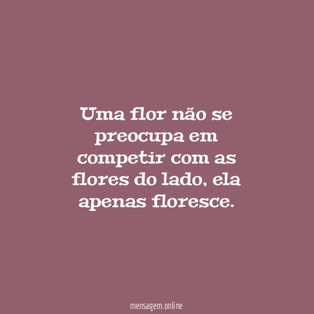 Uma flor não se preocupa em competir com