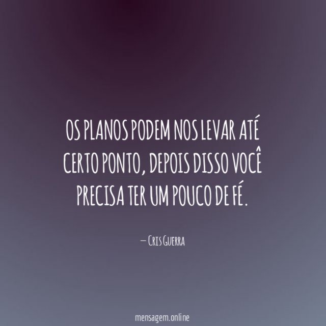 Os planos podem nos levar até certo ponto