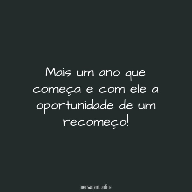 Mais um ano que começa e com ele