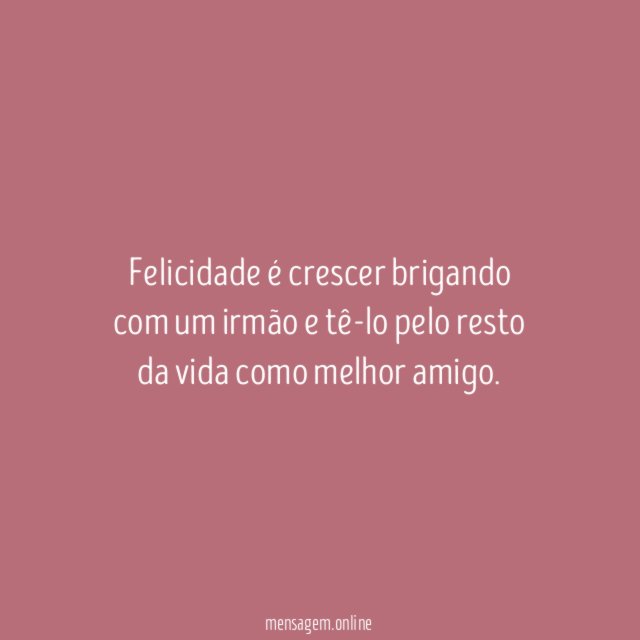 Felicidade é crescer brigando com um irmão