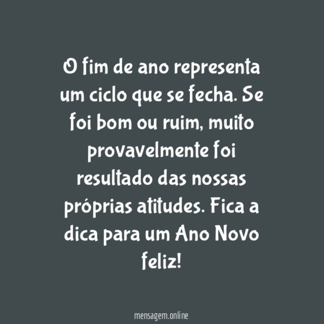 O fim de ano representa um ciclo que se fecha