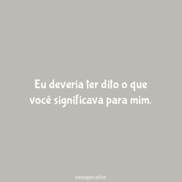 Eu deveria ter dito o que você significava para mim