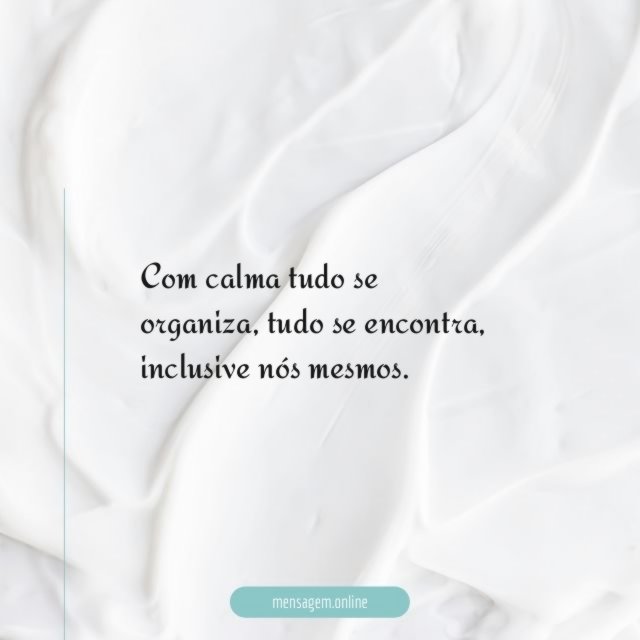 Com calma tudo se organiza