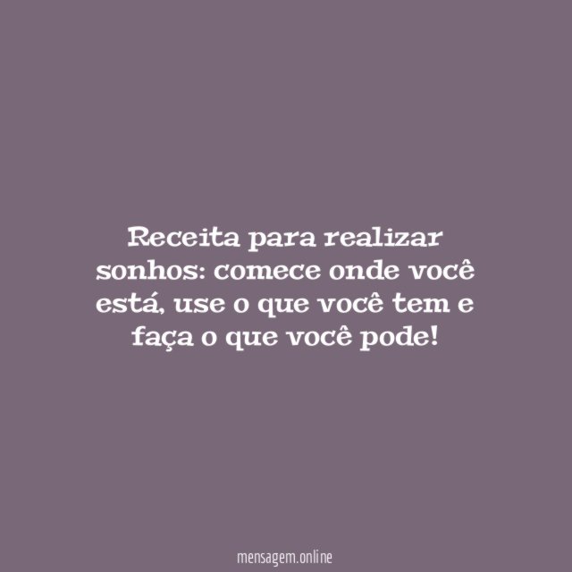 Receita para realizar sonhos