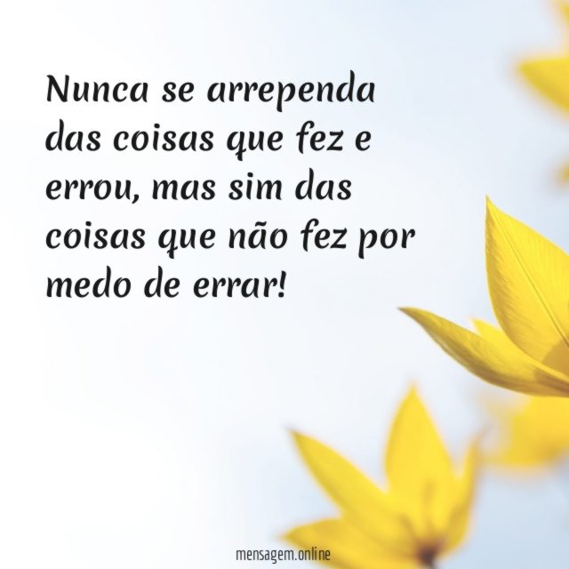 Nunca se arrependa das coisas que fez e errou