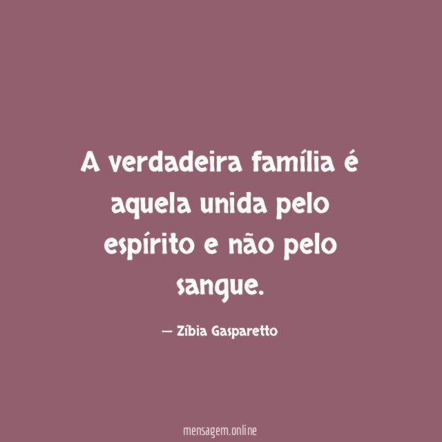 A verdadeira família é aquela unida pelo espírito
