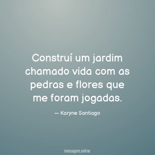 Construí um jardim chamado vida com as pedras