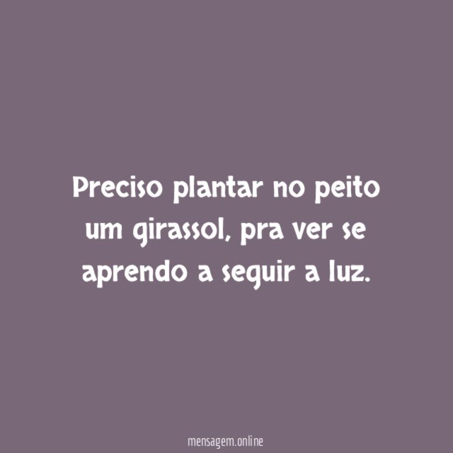 Preciso plantar no peito um girassol