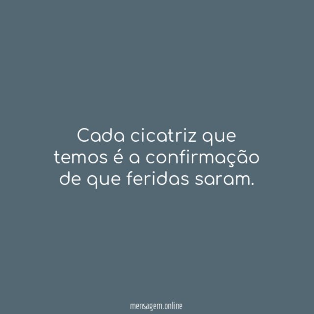 Cada cicatriz que temos é a confirmação de que feridas saram