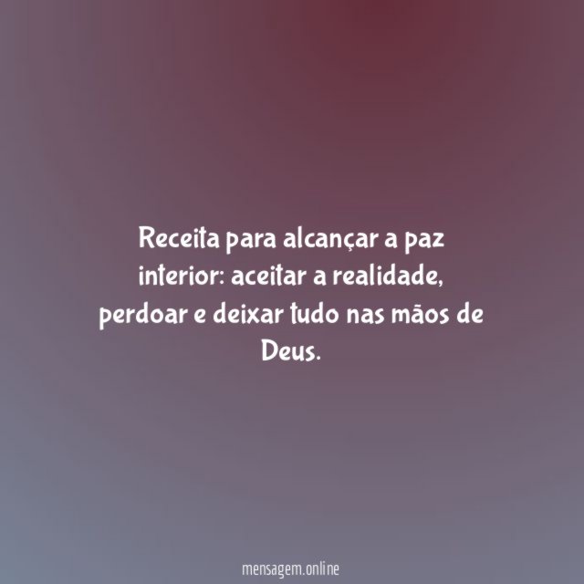 Receita para alcançar a paz interior