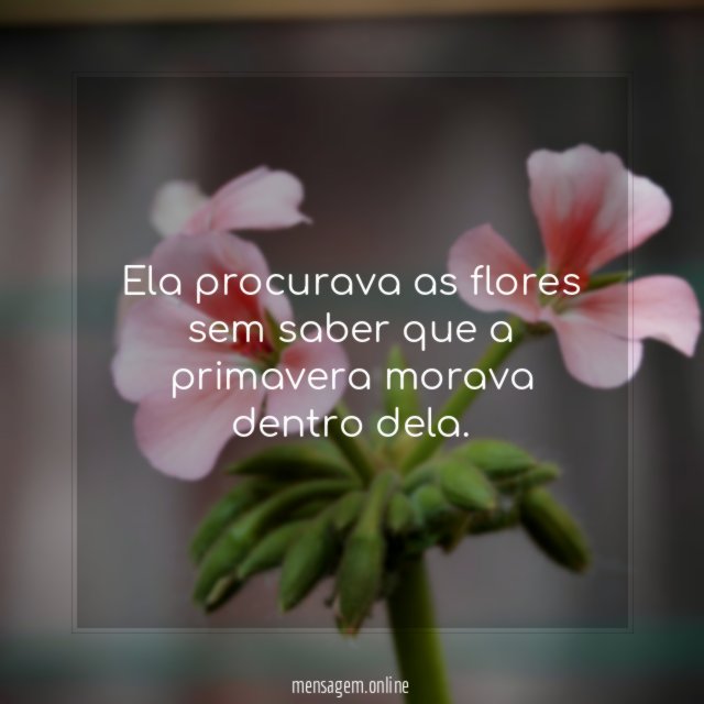 Ela procurava as flores sem saber que a primavera morava dentro dela