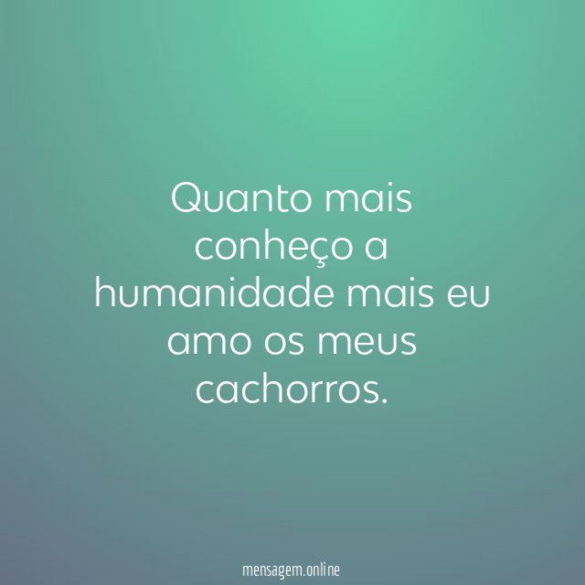 Quanto mais conheço a humanidade mais eu amo os meus cachorros