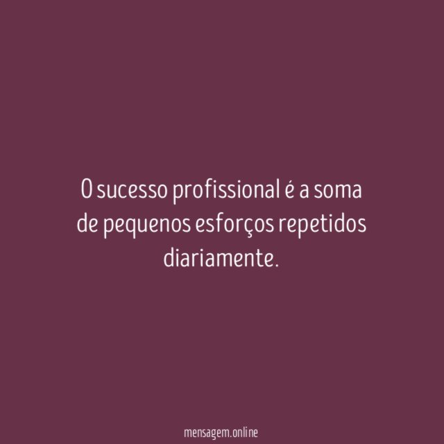 O sucesso profissional é a soma de pequenos esforços repetidos diariamente