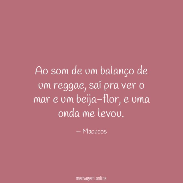 Ao som de um balanço de um reggae