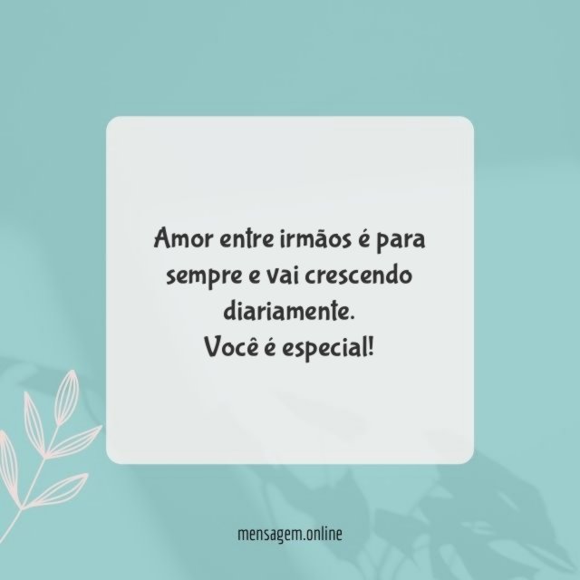 Amor entre irmãos é para sempre e vai crescendo diariamente