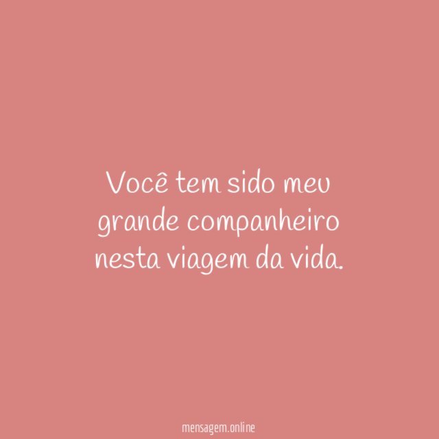 Você tem sido meu grande companheiro nesta viagem da vida
