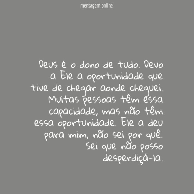 Deus é dono de tudo