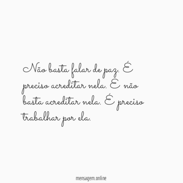 Não basta falar de paz