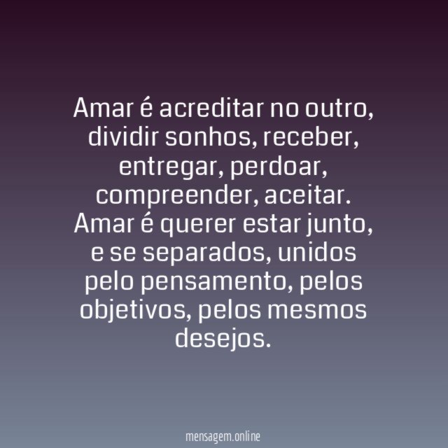 Amar é acreditar no outro